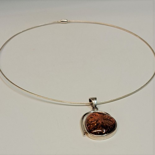 HWG-2315 Necklace, Oval Pendant on Collar at Hunter Wolff Gallery